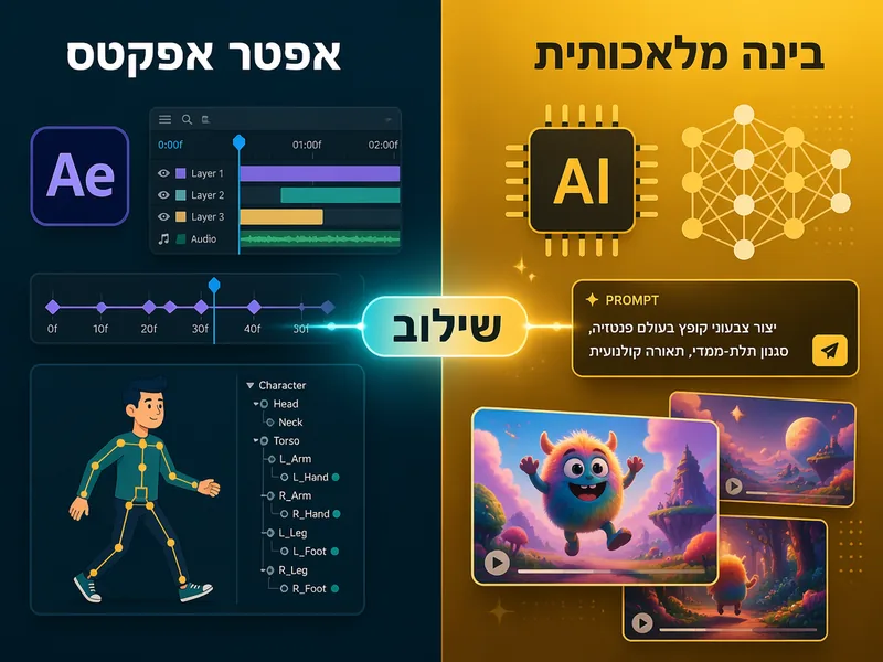 שילוב אפטר אפקטס עם בינה מלאכותית בהפקת סרטוני אנימציה
