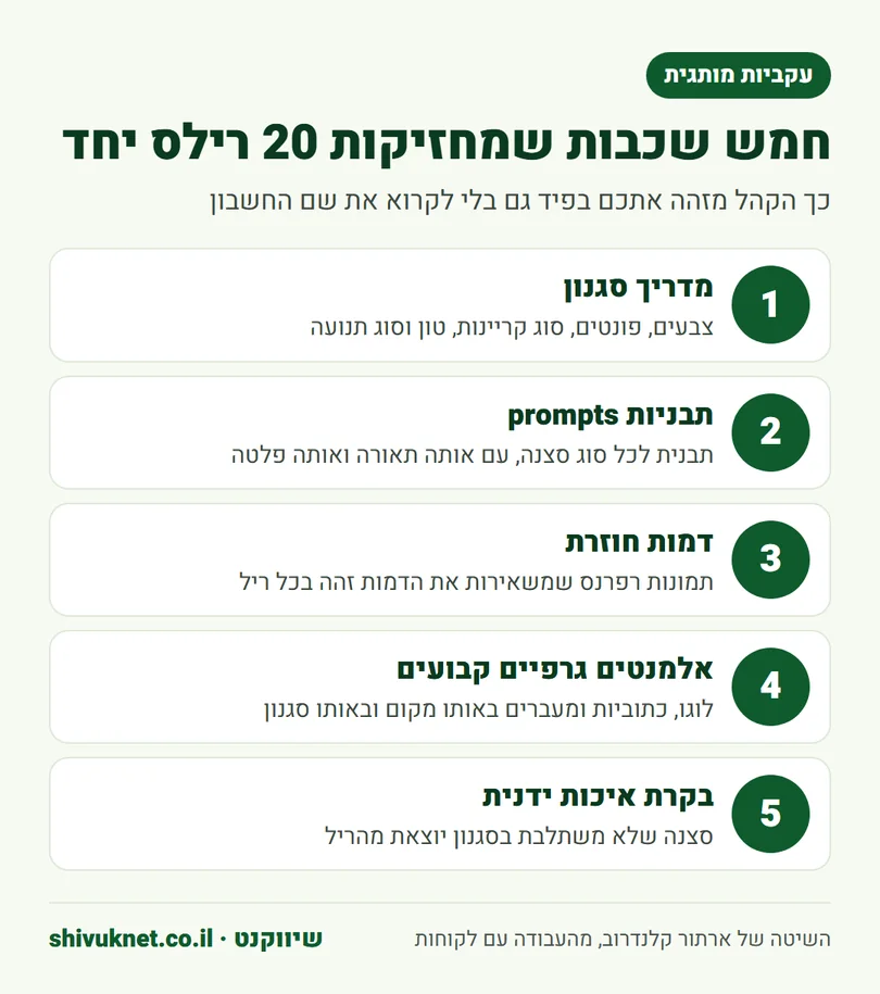 חמש שכבות של עקביות מותגית ברילס AI, ממדריך סגנון ועד בקרת איכות