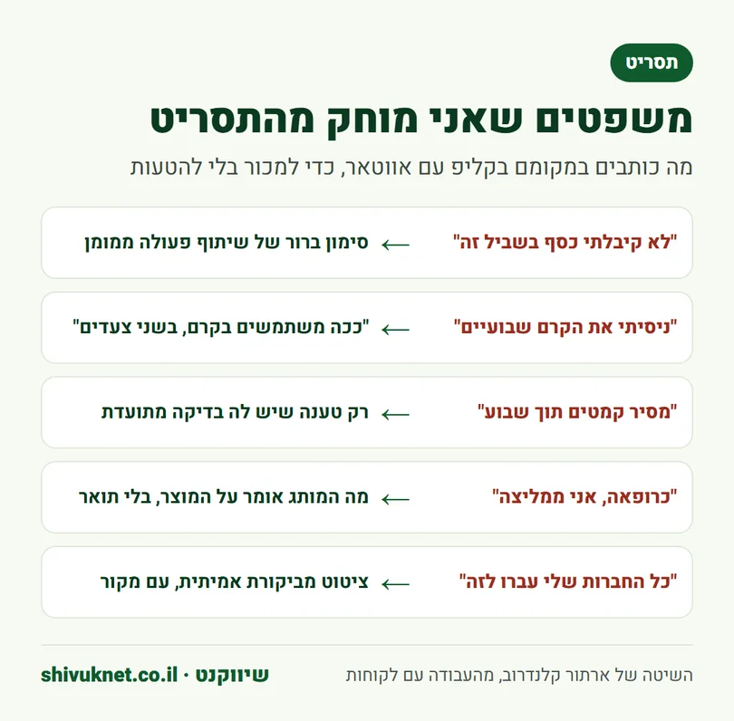 משפטים בעייתיים בתסריט של אווטאר AI ומה כותבים במקומם