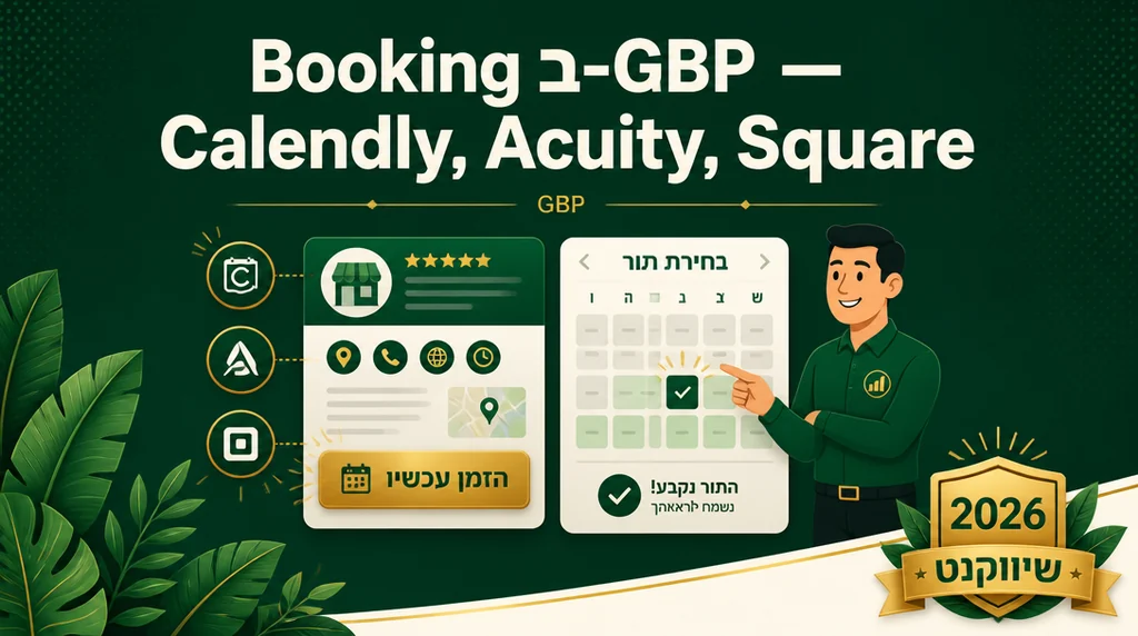 הקמת Booking ב-Google Business Profile עם חיבור ל-Calendly ו-Acuity