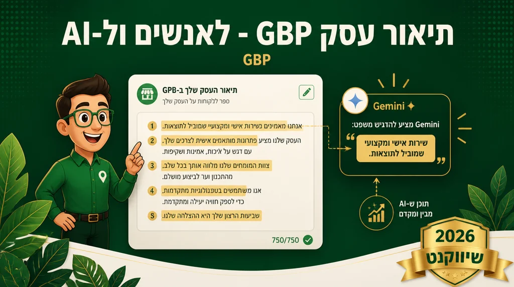 מסך עריכת תיאור עסק ב-Google Business Profile עם 750 תווים