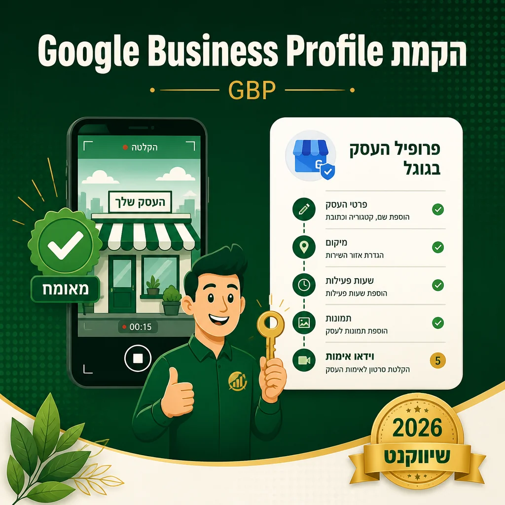 מסך הקמת Google Business Profile חדש עם תהליך video verification פעיל