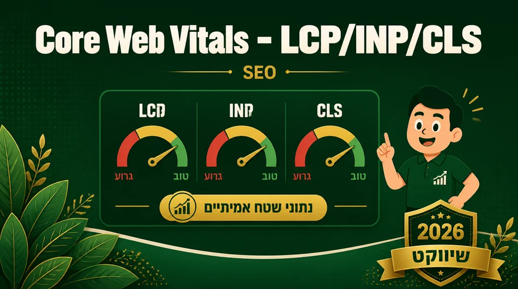 דוח Core Web Vitals ב-Search Console עם מדדי LCP INP CLS
