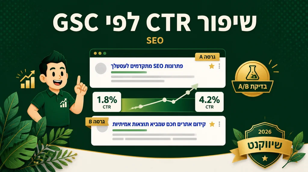 השוואת CTR לפני ואחרי שינוי כותרת בדוח Performance של GSC