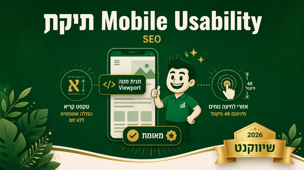 דוח Mobile Usability ב-Search Console עם רשימת issues