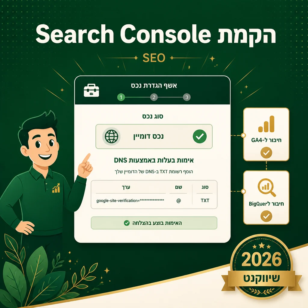 הקמת Google Search Console ואימות בעלות לאתר עסקי