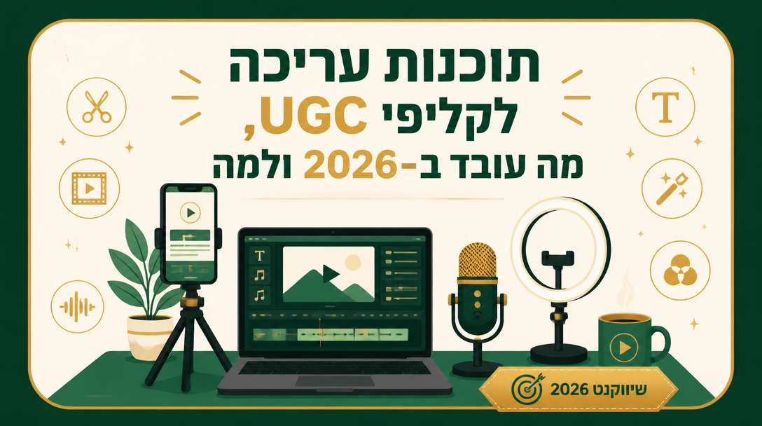 תוכנות עריכה לקליפי UGC, מה עובד ב-2026 ולמה