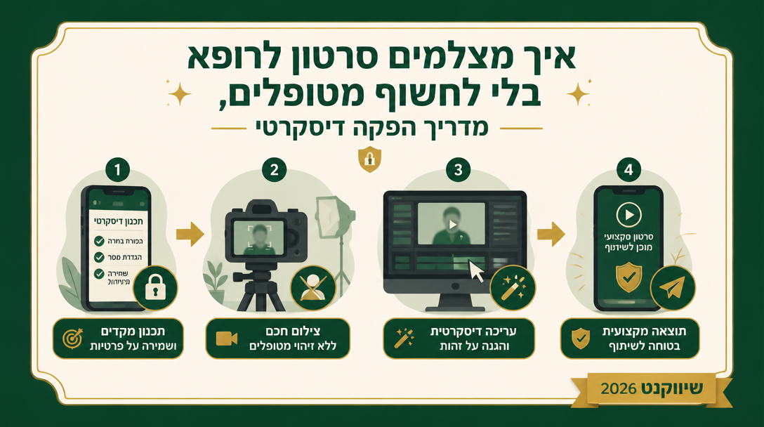 איך מצלמים סרטון לרופא בלי לחשוף מטופלים, מדריך הפקה דיסקרטית