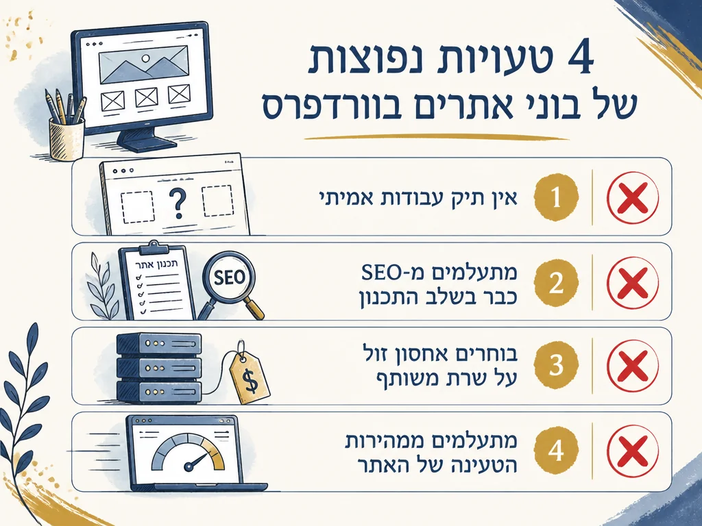 אינפוגרפיקה: ארבע הטעויות הנפוצות בבחירת בונה אתרים לוורדפרס