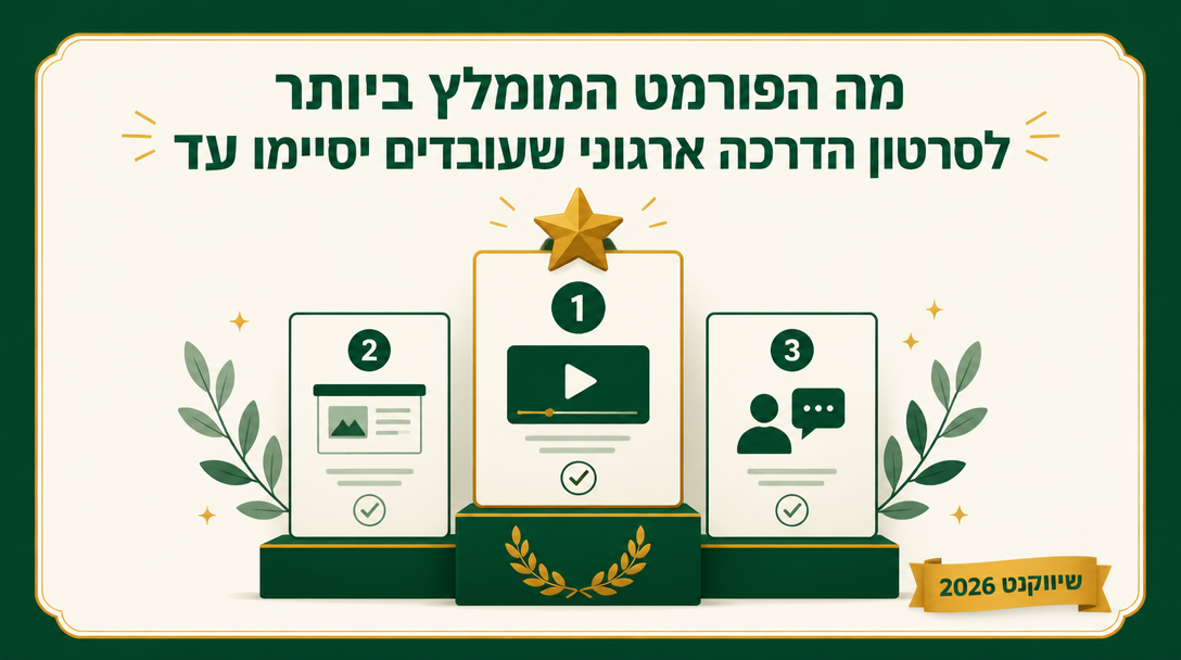 מה הפורמט המומלץ ביותר לסרטון הדרכה ארגוני שעובדים יסיימו עד הסוף? - שיווקנט