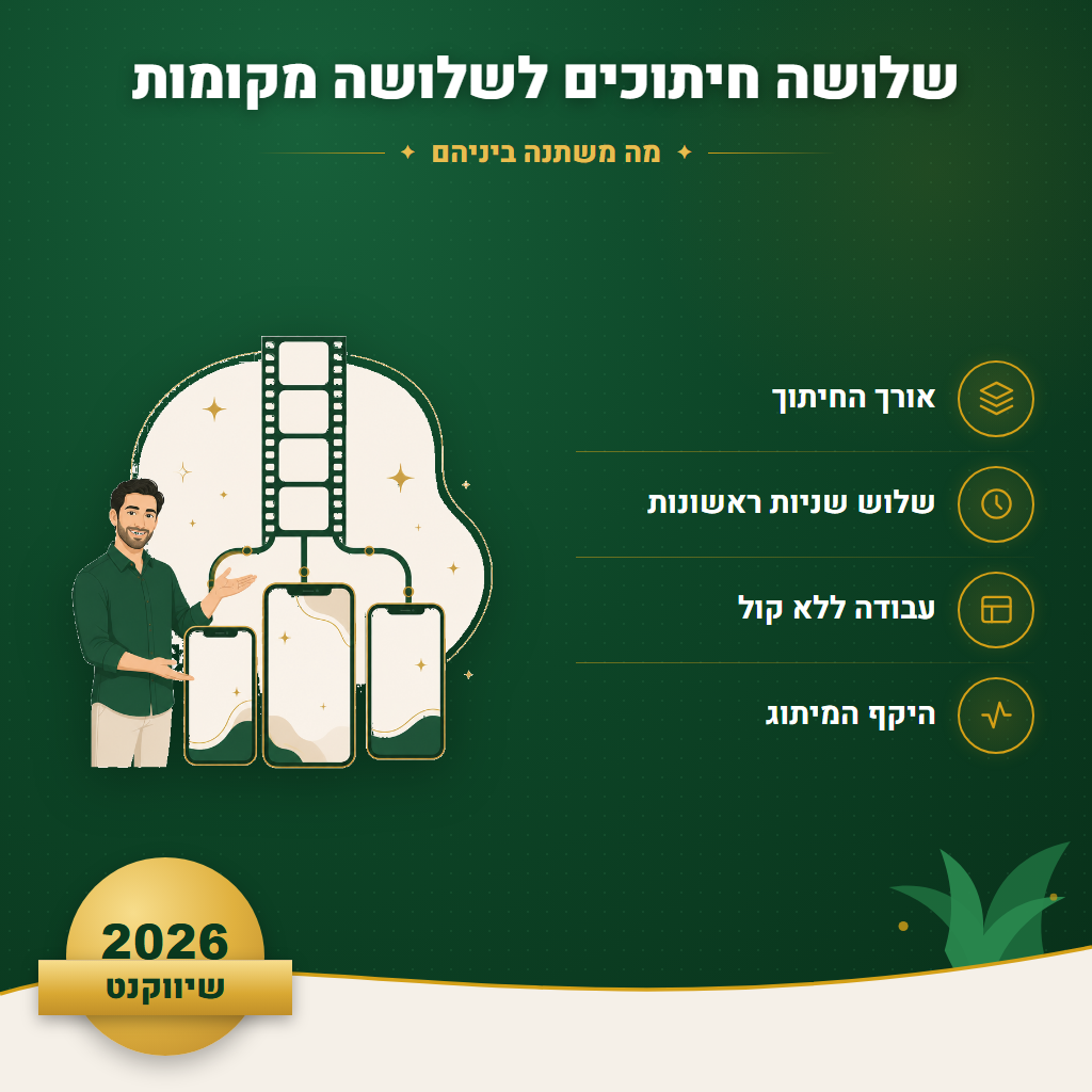 שלושה חיתוכים לשלושה מקומות - מה משתנה ביניהם | שיווקנט