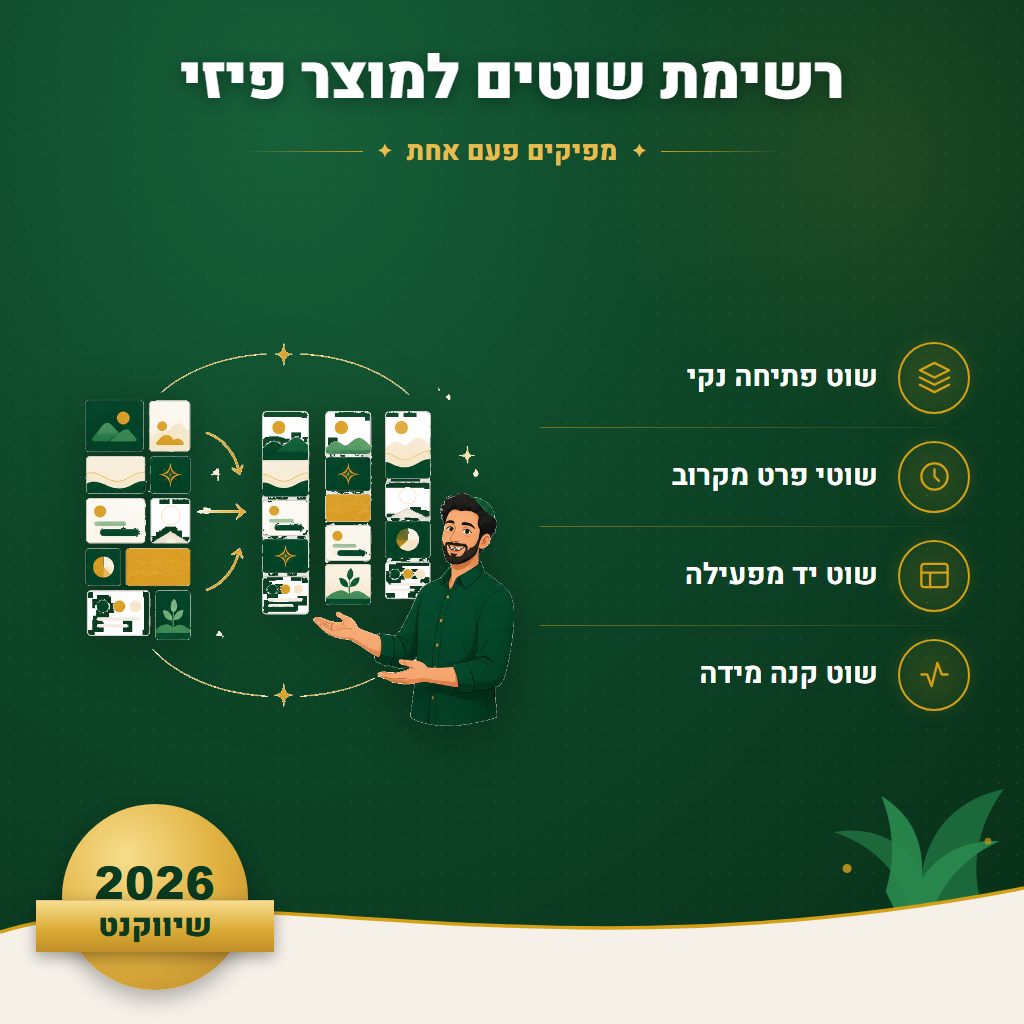 רשימת שוטים למוצר פיזי - מפיקים פעם אחת | שיווקנט