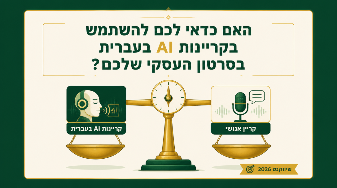 האם כדאי לכם להשתמש בקריינות AI בעברית בסרטון העסקי שלכם? - שיווקנט