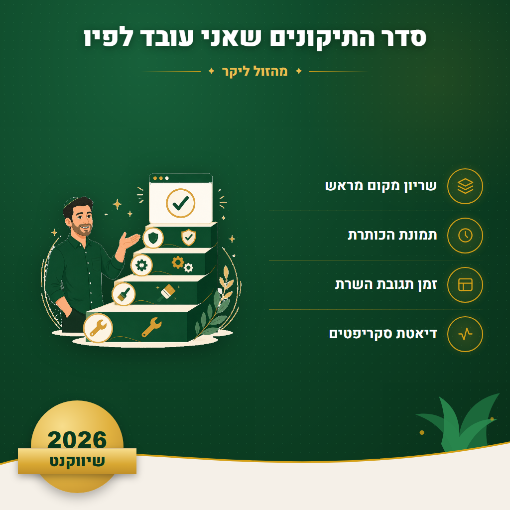 סדר התיקונים שאני עובד לפיו - מהזול ליקר | שיווקנט