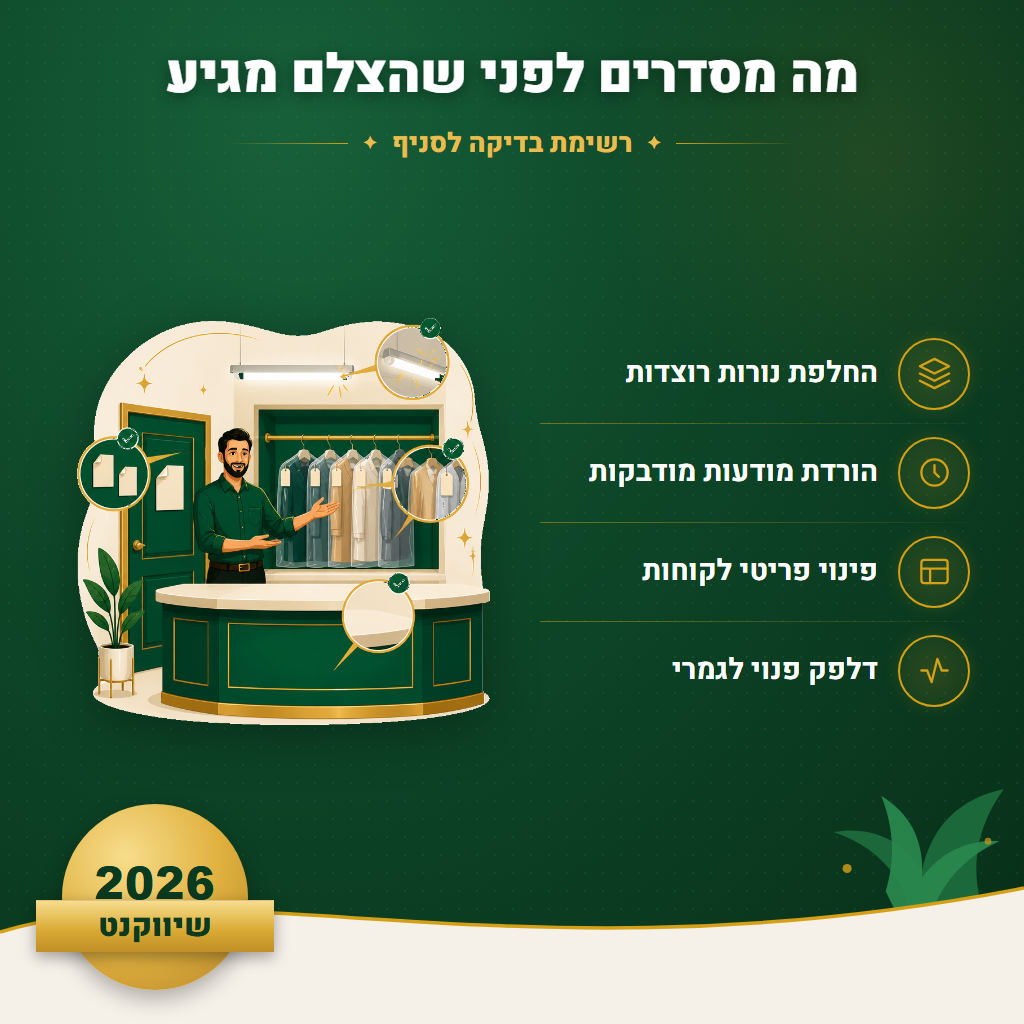 מה מסדרים לפני שהצלם מגיע - רשימת בדיקה לסניף | שיווקנט