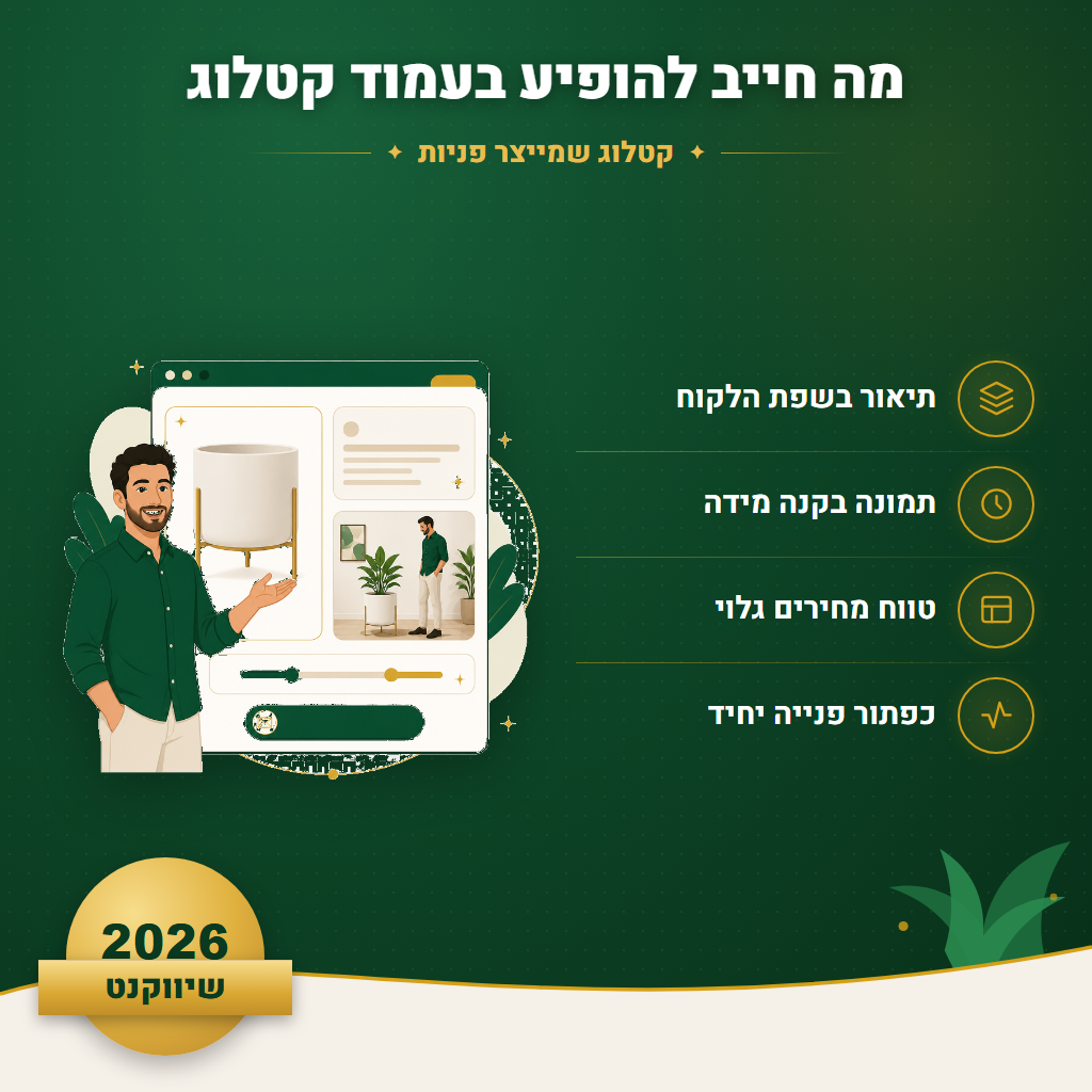 מה חייב להופיע בעמוד קטלוג - קטלוג שמייצר פניות | שיווקנט